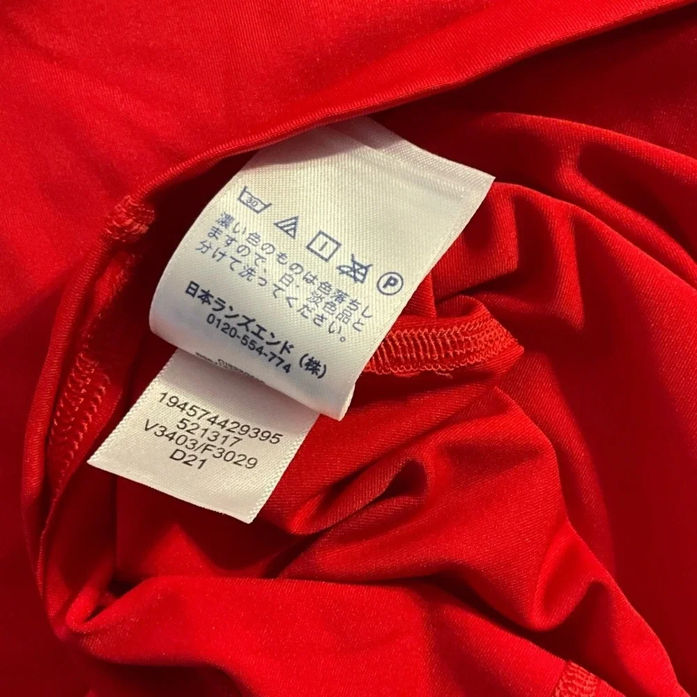 Lands' End Youth XL Red Black Rash Guard Swim Shirt UPF Short Sleeve